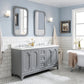 Water Creation Queen 60" Grey Double Sink Bathroom Vanity with Carrara Quartz Countertop and Chrome Hardware