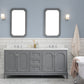 Water Creation Queen 72" Grey Double Sink Bathroom Vanity with Carrara Quartz Countertop and Chrome Hardware