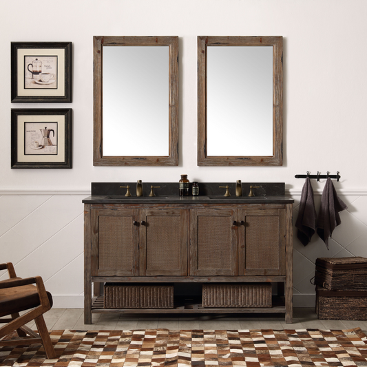 Legion Furniture 60" Solid Wood Double Sink Vanity with Moon Stone Top