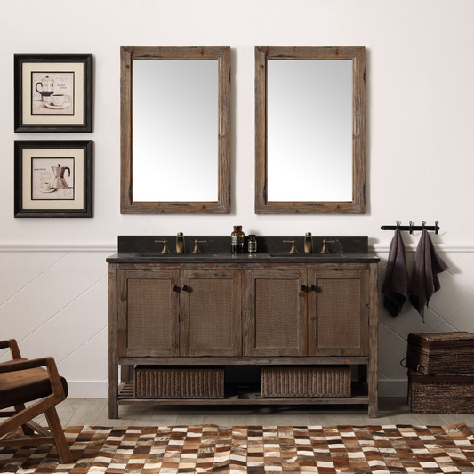 Legion Furniture 60" Solid Wood Double Sink Bathroom Vanity with Moon Stone Top