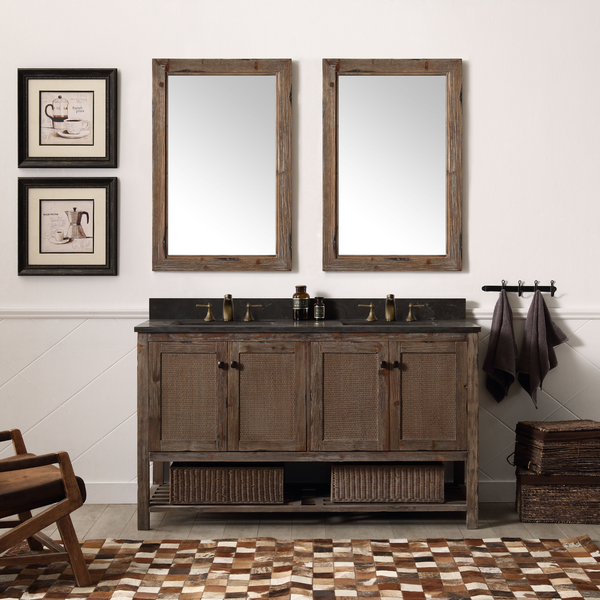 Legion Furniture 60 Solid Wood Double Sink Vanity with Moon Stone Top