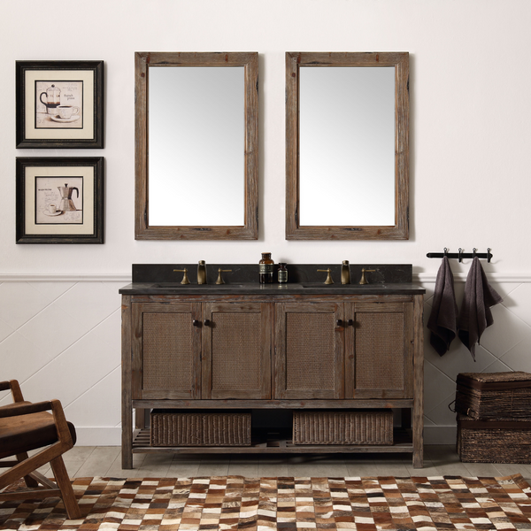 Legion Furniture 60 Solid Wood Double Sink Bathroom Vanity with Moon Stone Top