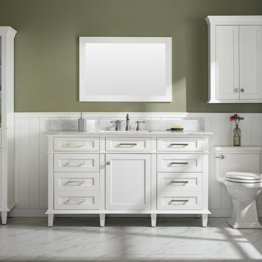 Legion Furniture 60" White Single Sink Bathroom Vanity with Carrara White Top