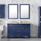 Legion Furniture 54" Blue Double Sink Bathroom Vanity with Carrara White Top