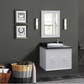 Bellaterra Home 31" White Single Sink Floating Bathroom Vanity with Black Galaxy Top and Round Sink, Stora Collection