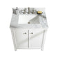 Legion Furniture 30" White Single Sink Bathroom Vanity Cabinet with Carrara White Top