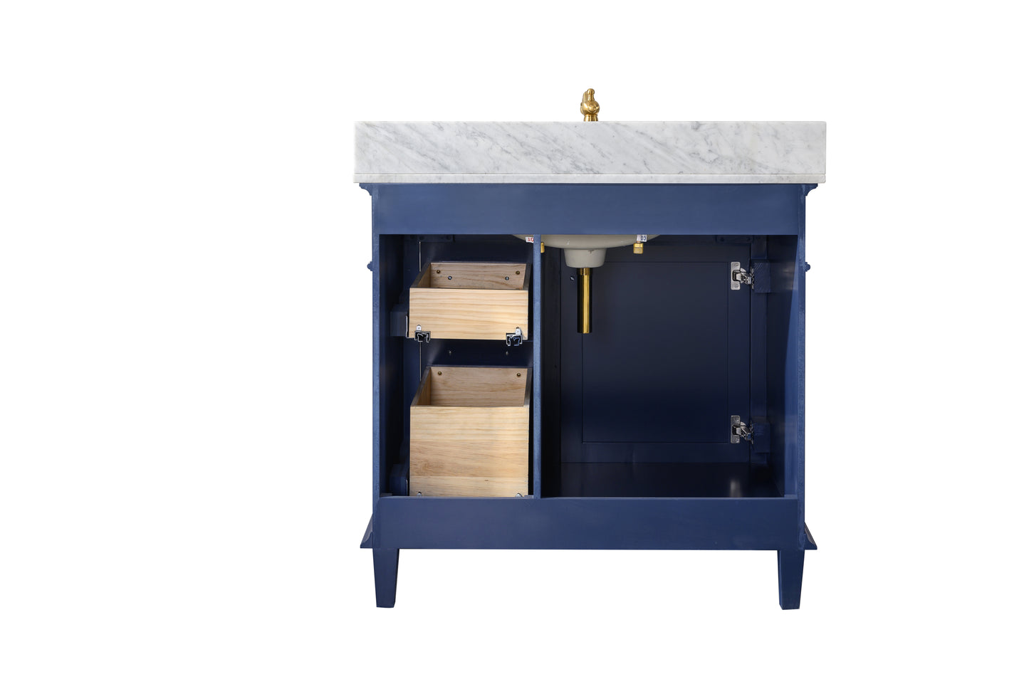 Legion Furniture 36" Blue Single Sink Bathroom Vanity Cabinet with Carrara White Top