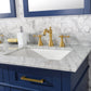 Legion Furniture 54" Blue Double Sink Bathroom Vanity with Carrara White Top