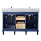 Legion Furniture 54" Blue Double Sink Bathroom Vanity with Carrara White Top