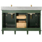 Legion Furniture 54" Vogue Green Double Sink Bathroom Vanity Cabinet with Carrara White Top