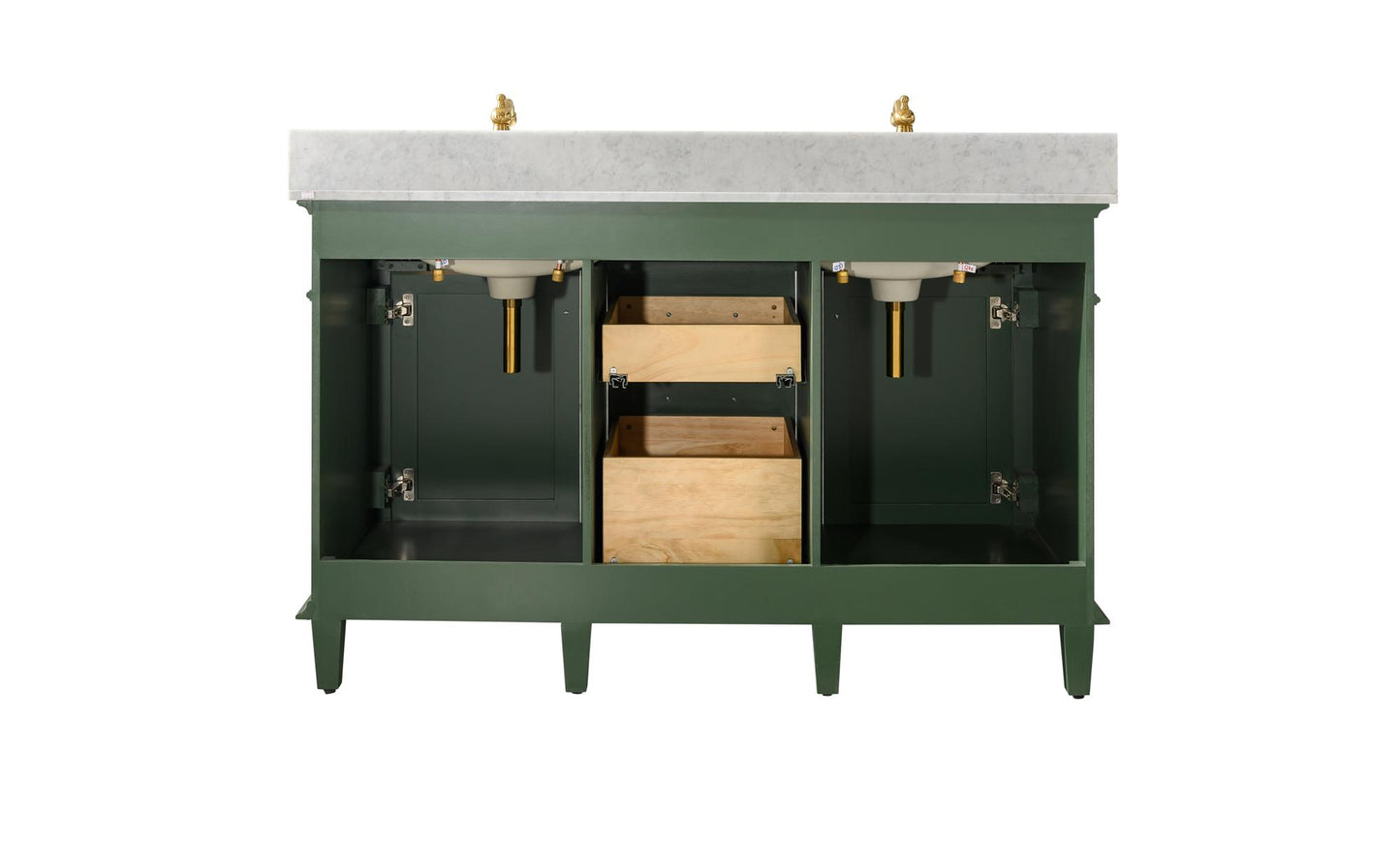 Legion Furniture 54" Vogue Green Double Sink Bathroom Vanity Cabinet with Carrara White Top