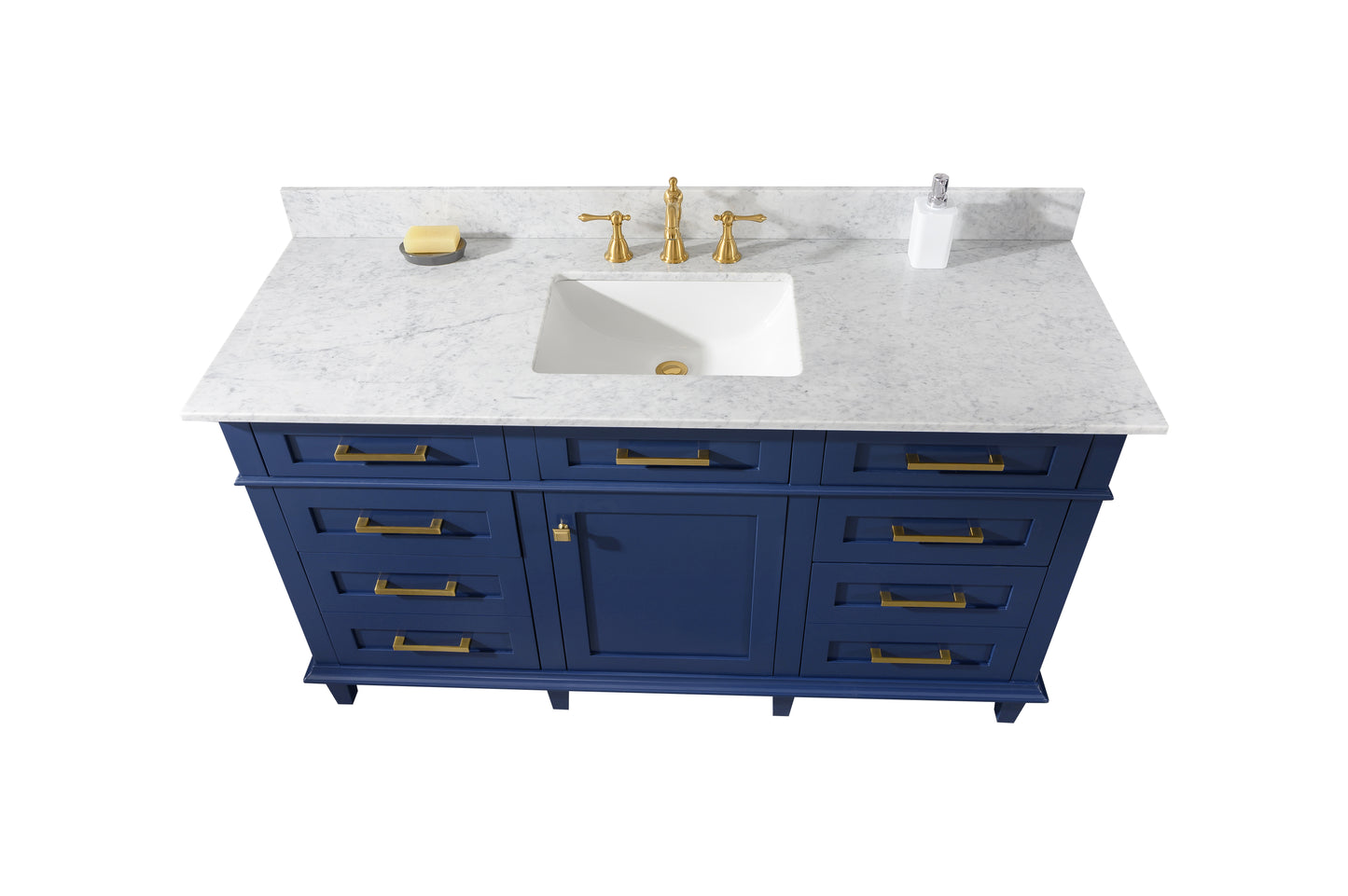 Legion Furniture 60" Blue Single Sink Bathroom Vanity with Carrara White Top