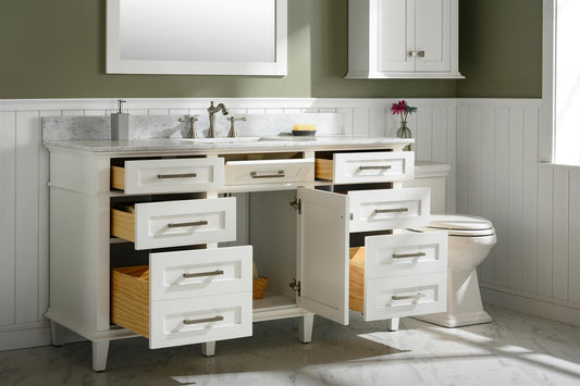 Legion Furniture 60" White Single Sink Bathroom Vanity with Carrara White Top