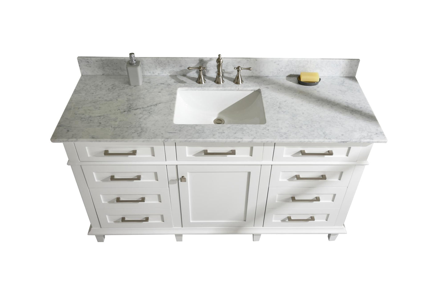 Legion Furniture 60" White Single Sink Bathroom Vanity with Carrara White Top