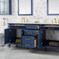 Legion Furniture 80" Blue Double Sink Bathroom Vanity with Carrara White Quartz Top