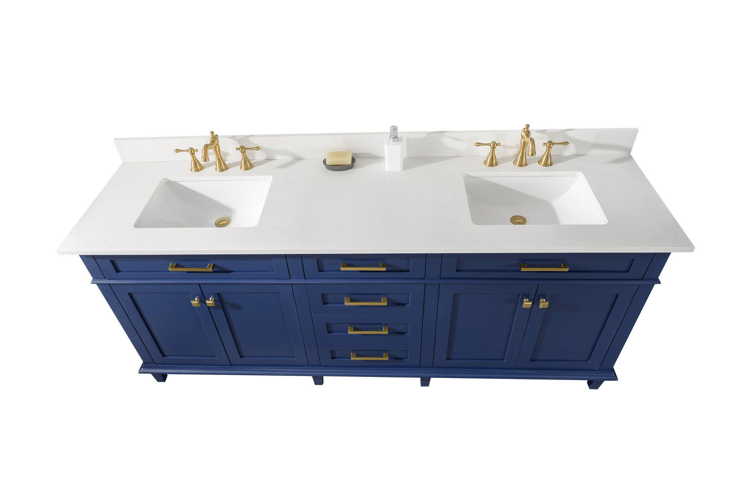 Legion Furniture 80" Blue Double Sink Bathroom Vanity with Carrara White Quartz Top