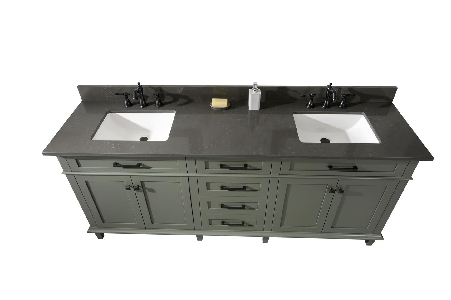 Legion Furniture 80" Pewter Green Double Sink Bathroom Vanity Cabinet with Blue Lime Stone Quartz