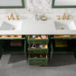 Legion Furniture 80" Vogue Green Double Sink Bathroom Vanity Cabinet with Carrara White Quartz Top