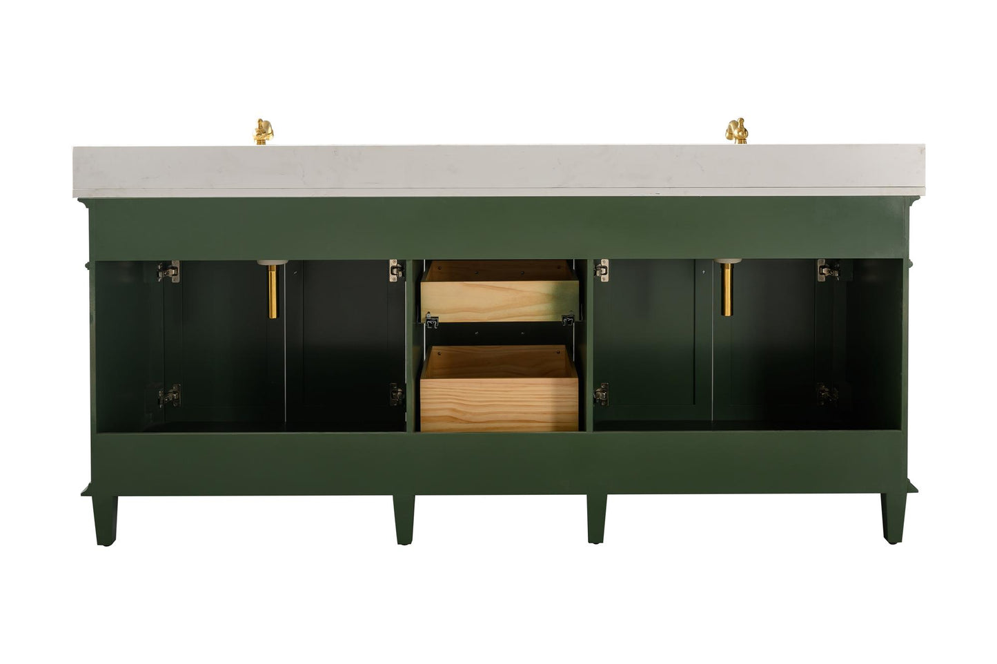 Legion Furniture 80" Vogue Green Double Sink Bathroom Vanity Cabinet with Carrara White Quartz Top