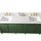 Legion Furniture 80" Vogue Green Double Sink Bathroom Vanity Cabinet with Carrara White Quartz Top