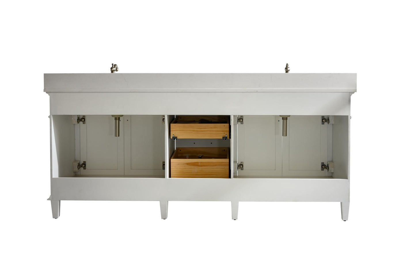 Legion Furniture 80" White Double Sink Bathroom Vanity Cabinet with Carrara White Quartz Top